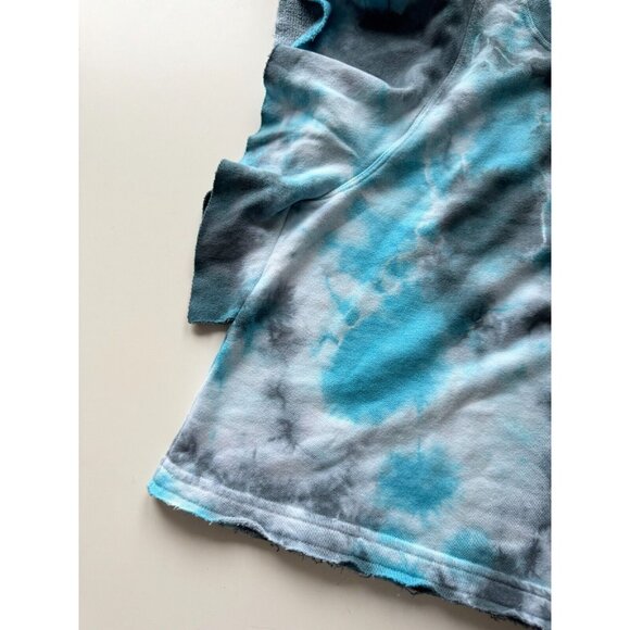 MICHAEL STARS Ariana Blue Tie Dye Cotton Terry Ruffled Sweatshirt Top, Size S - Picture 10 of 13